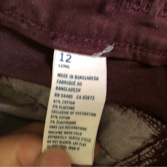 American Eagle Outfitters Jeans Pants Womens’ Sz 12 L Burgundy Stretchy NM - Picture 5 of 9